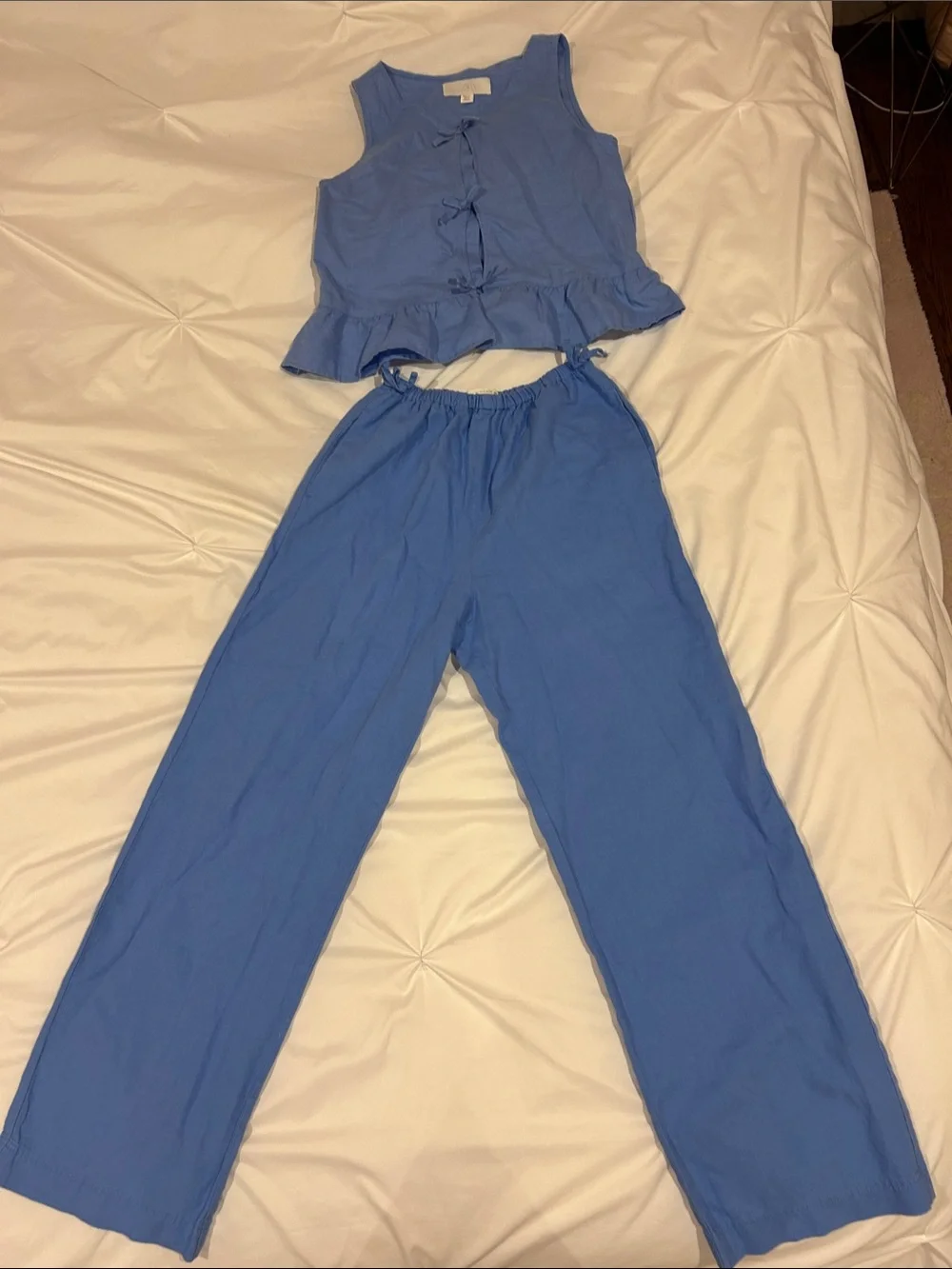 Zara Light Blue Wide-Leg Jumpsuit Set